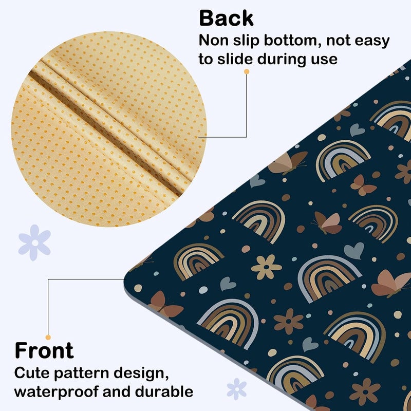 BeBeJoJo Splat Mat for Under High Chair 42 x 42 Inch Waterproof Baby Splash Mat with Non Slip Bottom Reusable Portable Highchair Mat for Floor Food Catcher for High Chair, Navy Rainbow - Image 5